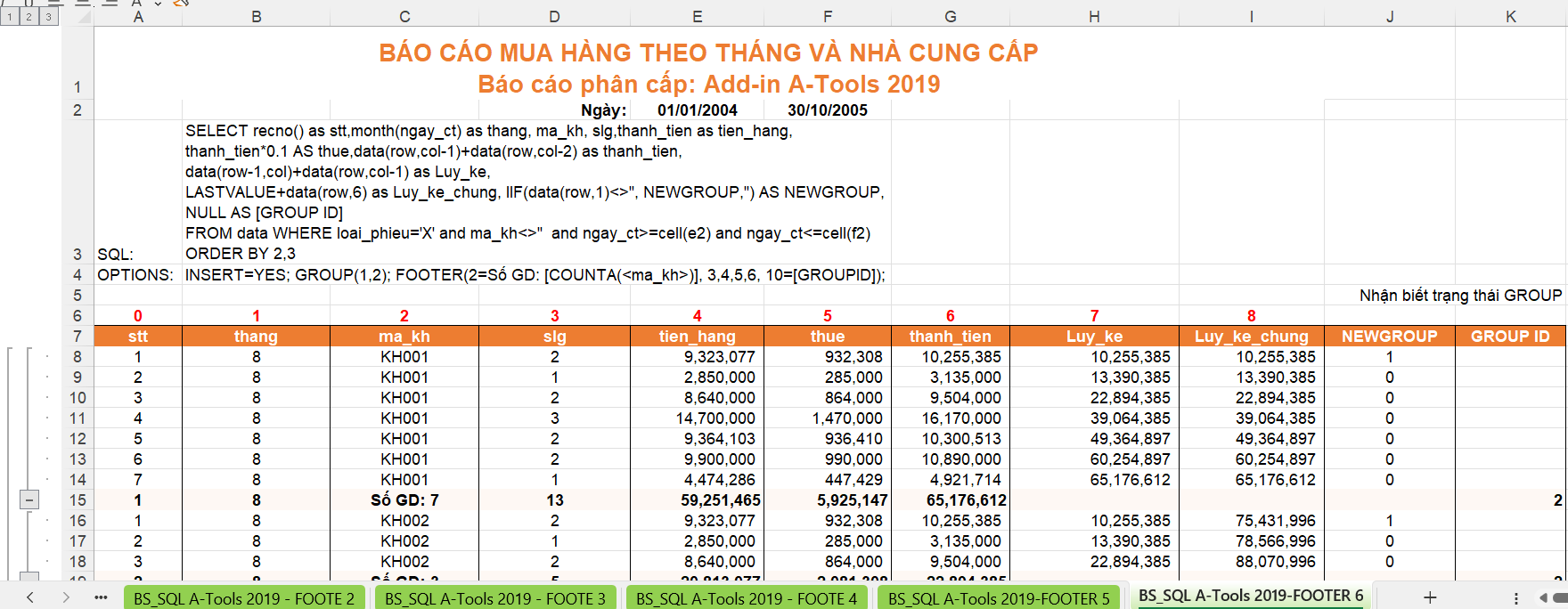 Hướng dẫn tạo báo cáo phân nhóm GROUP có nhiều cấp trong Excel và A-Tools linh động hơn Subtotal Bài 2