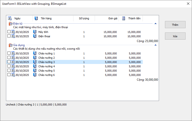 Hướng dẫn lập trình tạo BS ListView nhóm các dòng - hỗ trợ unicode và icon
